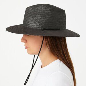 Kin The Label Gray Straw Sun Hat with Chin Strap